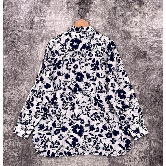 Outerknown Top Medium Womens Floral Linen Long Sleeve Button Shirt - Picture 3 of 10